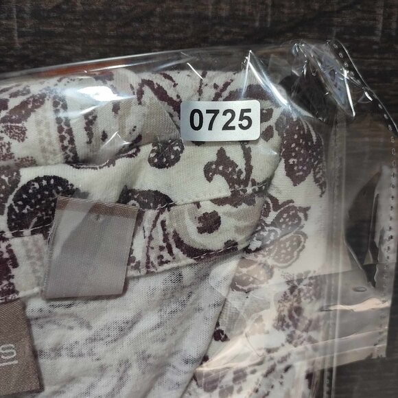 Chicos women's 3 White & Brown Short Sleeve Collared Abstract Summer T-Shirt - Picture 12 of 12